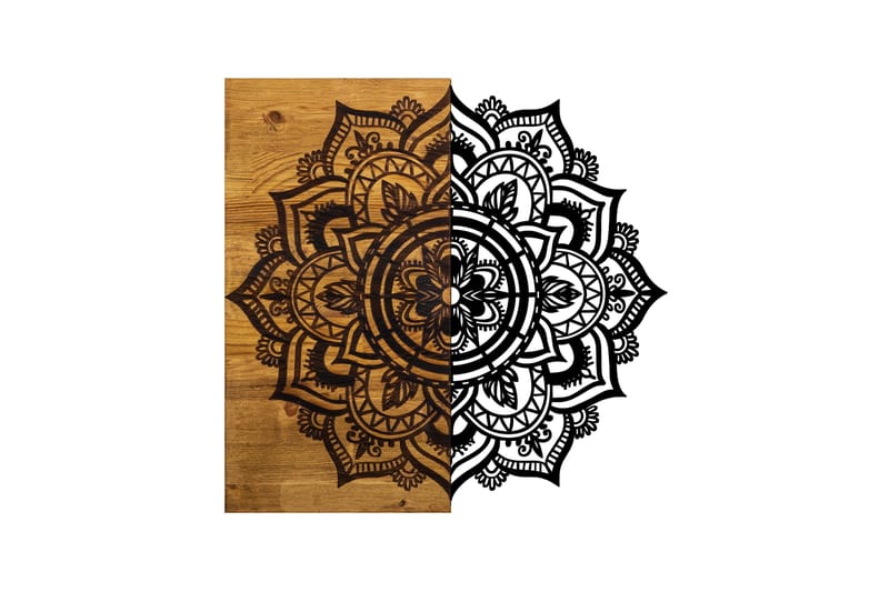 Mandala 6 Vægdekor, Sort/Valnød