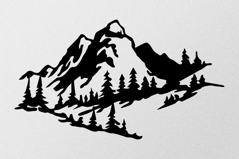 Mountain 2 Metal Vægdekor - Sort - Boligtilbehør - Vægdekoration - Skilt - Emaljeskilte