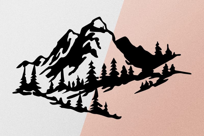 Mountain 2 Metal Vægdekor - Sort - Boligtilbehør - Vægdekoration - Skilt - Emaljeskilte