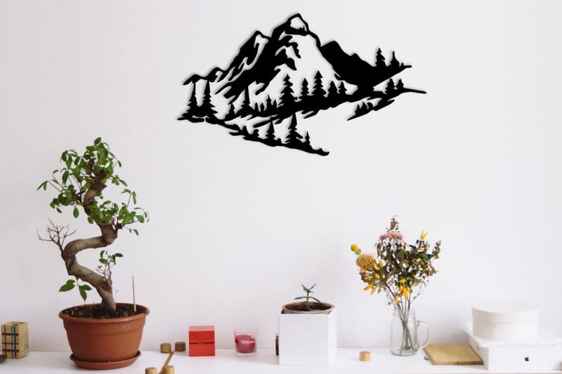 Mountain 2 Metal Vægdekor, Sort