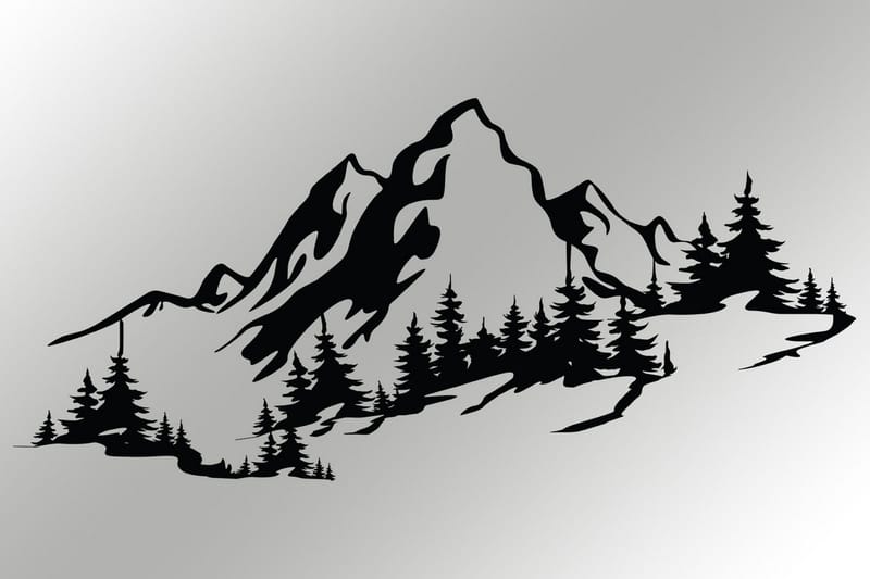 Mountain 3 Vægdekor - Sort - Boligtilbehør - Vægdekoration - Skilt - Emaljeskilte