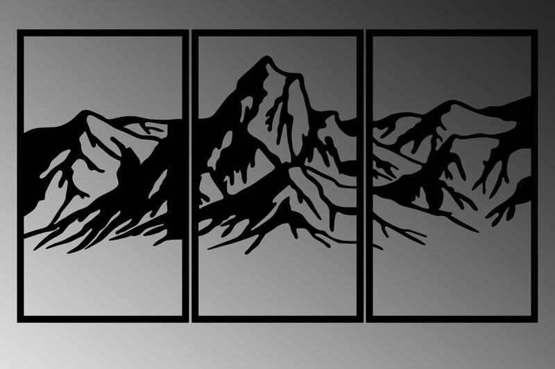 Mountain 4 Vægdekor - Sort - Boligtilbehør - Vægdekoration - Skilt - Emaljeskilte