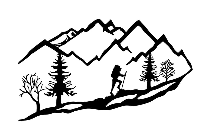 Mountain Climbing Vægdekor, Sort