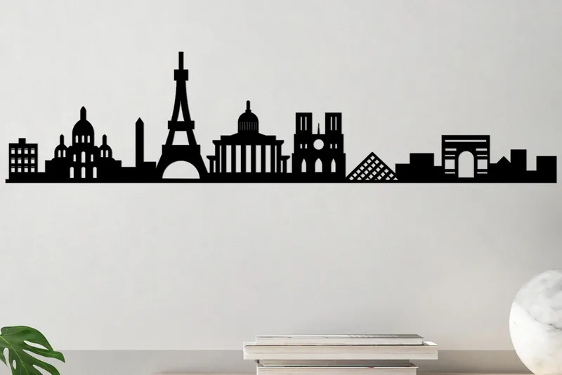 Paris Skyline Vægdekor, Sort