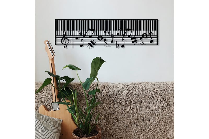 Piano Vægdekor - Sort - Emaljeskilte