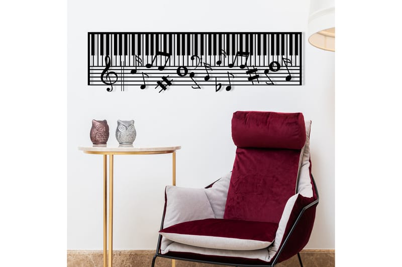 Piano Vægdekor - Sort - Emaljeskilte