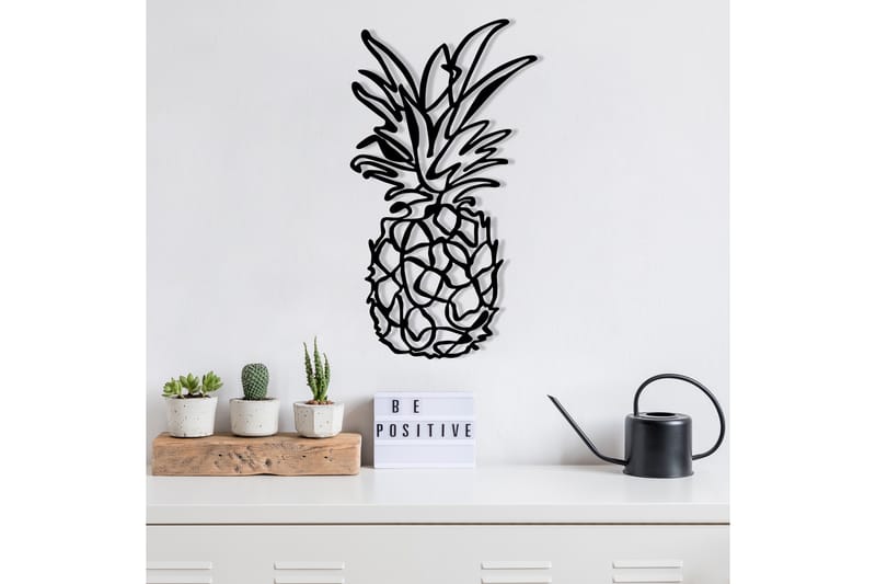 Pineapple Vægdekor - Sort - Emaljeskilte