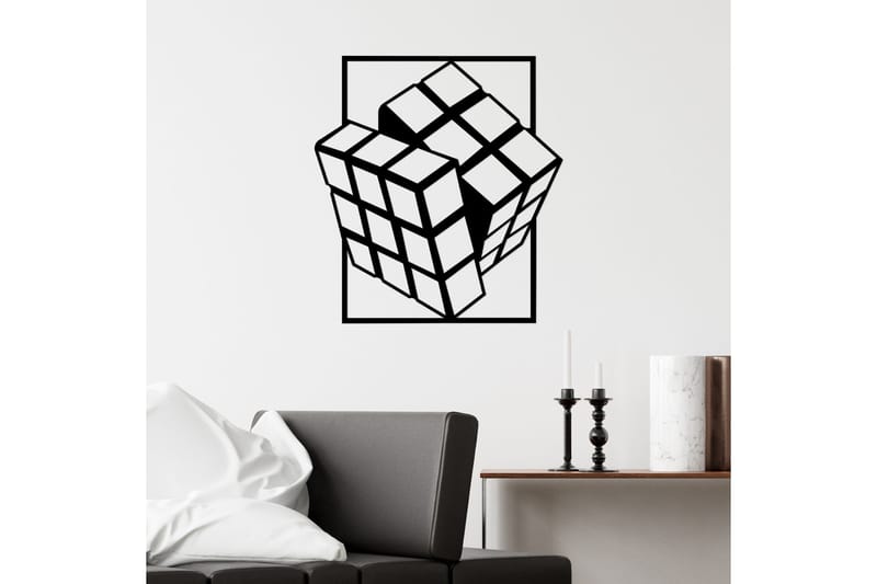 Rubik's Cube Vægdekor - Sort - Boligtilbehør - Vægdekoration - Skilt - Emaljeskilte
