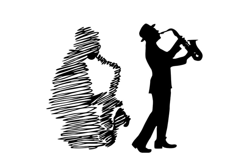 Saksafon Vægdekor, Sort