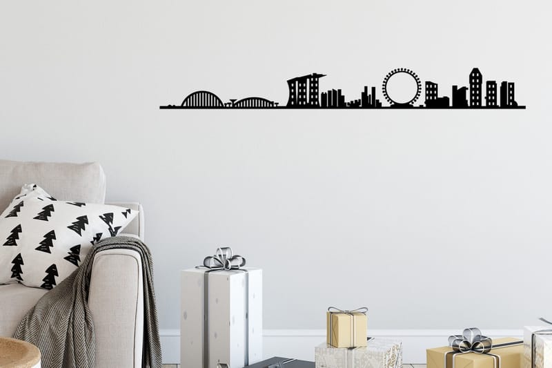 Singapore Skyline Vægdekor, Sort
