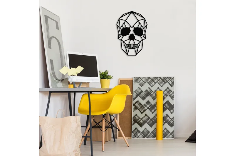Skull Vægdekor - Sort - Boligtilbehør - Vægdekoration - Skilt - Emaljeskilte