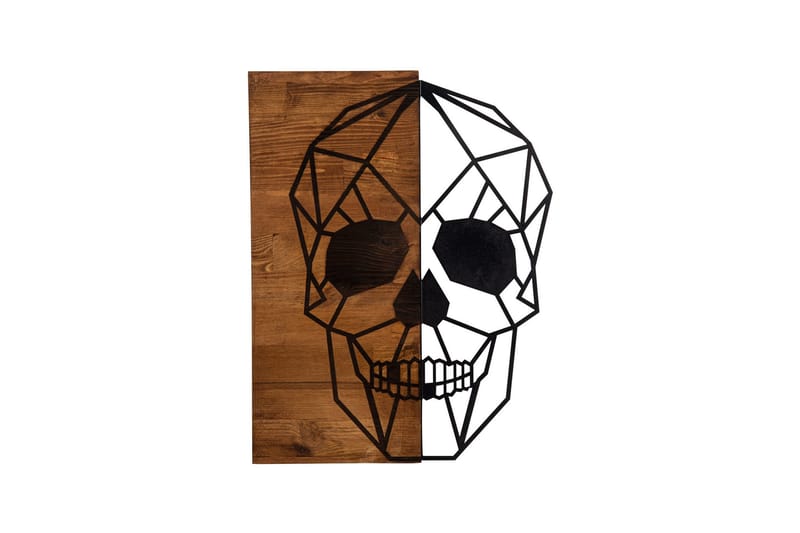 Skull Vægdekor, Sort/Valnød