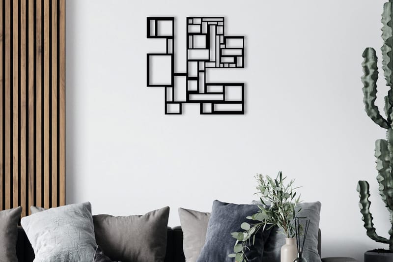 Squares Metal Decor Vægdekor, Sort