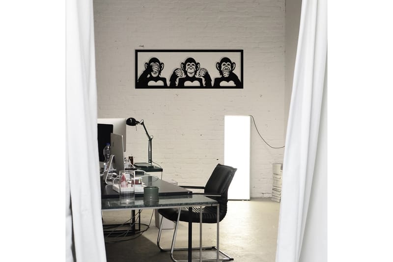 Three Monkeys L Vægdekor - Sort - Boligtilbehør - Vægdekoration - Skilt - Emaljeskilte