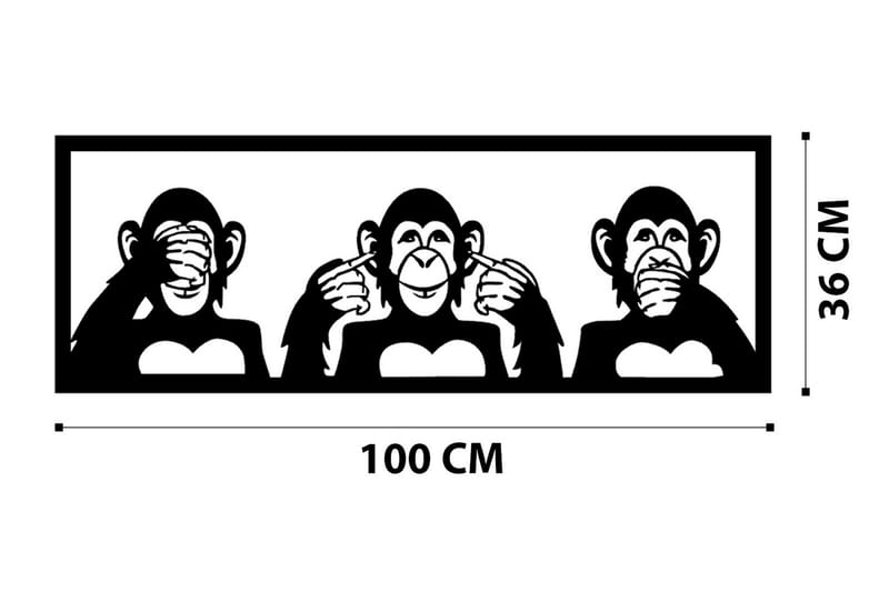 Three Monkeys L Vægdekor - Sort - Emaljeskilte