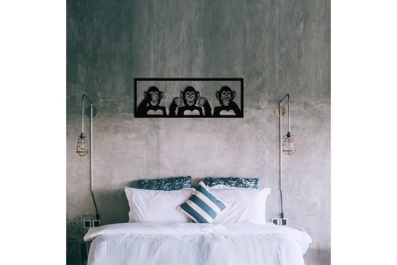 Three Monkeys L Vægdekor - Sort - Boligtilbehør - Vægdekoration - Skilt - Emaljeskilte