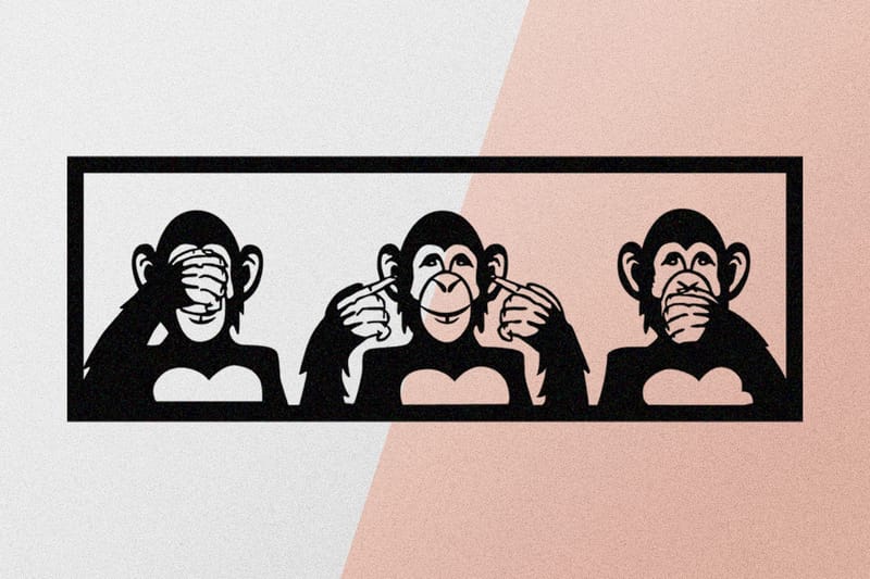 Three Monkeys L Vægdekor - Sort - Boligtilbehør - Vægdekoration - Skilt - Emaljeskilte