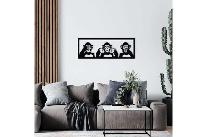 Three Monkeys L Vægdekor - Sort - Boligtilbehør - Vægdekoration - Skilt - Emaljeskilte
