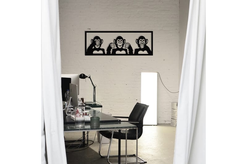 Three Monkeys L Vægdekor - Sort - Boligtilbehør - Vægdekoration - Skilt - Emaljeskilte