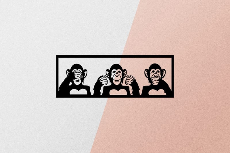 Three Monkeys S Vægdekor - Sort - Boligtilbehør - Vægdekoration - Skilt - Emaljeskilte