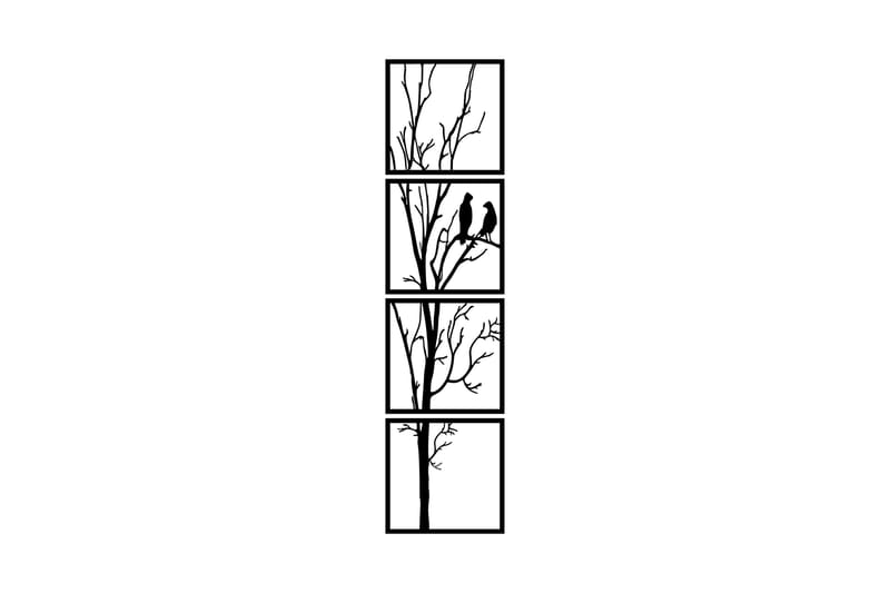 Tree And Birds 30 cm Vægdekor, Sort