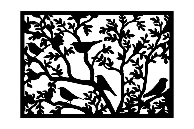 Tree Branch Birds 2 Vægdekor - Sort - Emaljeskilte