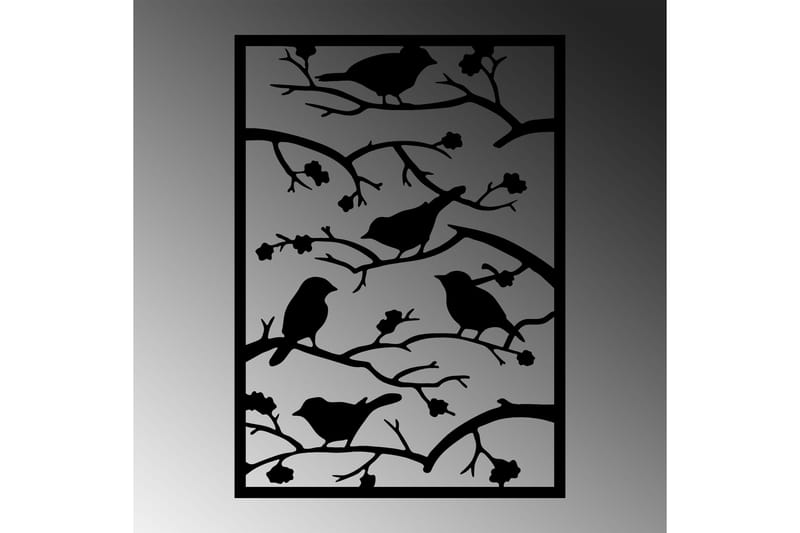 Tree Branch Birds Vægdekor - Sort - Boligtilbehør - Vægdekoration - Skilt - Emaljeskilte