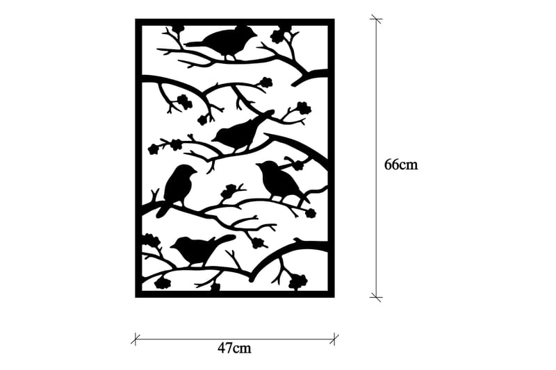 Tree Branch Birds Vægdekor - Sort - Boligtilbehør - Vægdekoration - Skilt - Emaljeskilte