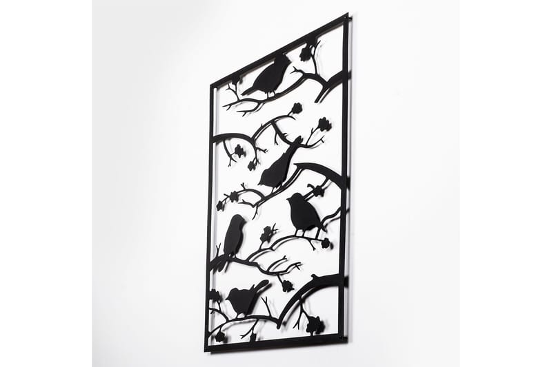 Tree Branch Birds Vægdekor - Sort - Boligtilbehør - Vægdekoration - Skilt - Emaljeskilte