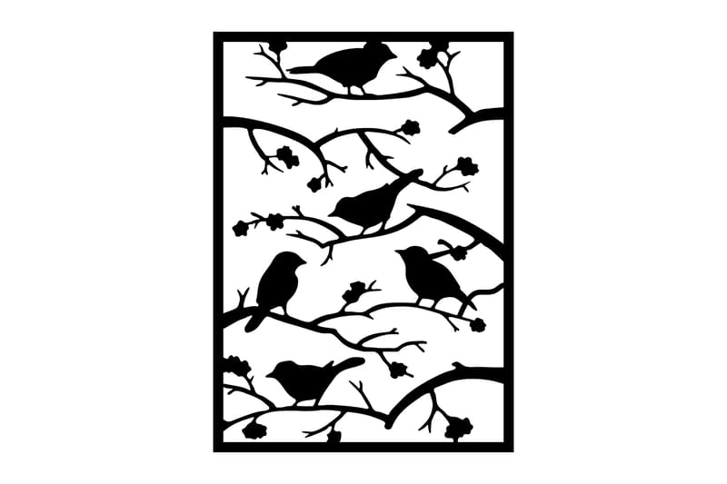 Tree Branch Birds Vægdekor, Sort