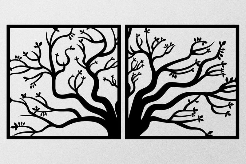 Tree Metal Decor Vægdekor - Sort - Boligtilbehør - Vægdekoration - Skilt - Emaljeskilte