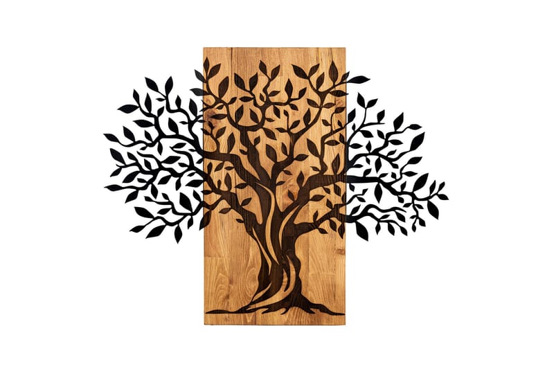 Tree Wooden Wall Accessory Vægdekor - Sort/Valnød - Boligtilbehør - Vægdekoration - Skilt - Emaljeskilte