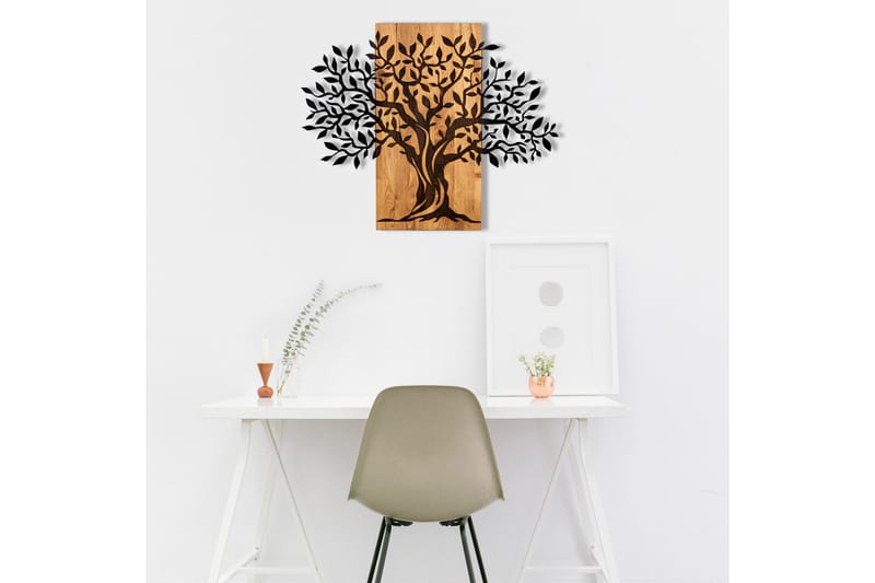 Tree Wooden Wall Accessory Vægdekor - Sort/Valnød - Boligtilbehør - Vægdekoration - Skilt - Emaljeskilte