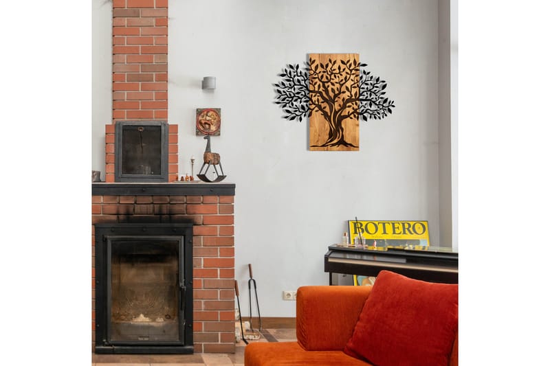 Tree Wooden Wall Accessory Vægdekor - Sort/Valnød - Boligtilbehør - Vægdekoration - Skilt - Emaljeskilte