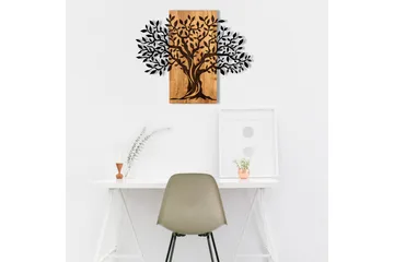 Tree Wooden Wall Accessory Vægdekor - Sort/Valnød - Boligtilbehør - Vægdekoration - Skilt - Emaljeskilte