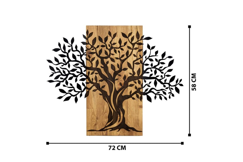 Tree Wooden Wall Accessory Vægdekor - Sort/Valnød - Boligtilbehør - Vægdekoration - Skilt - Emaljeskilte
