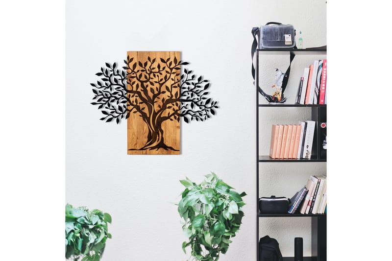 Tree Wooden Wall Accessory Vægdekor - Sort/Valnød - Boligtilbehør - Vægdekoration - Skilt - Emaljeskilte