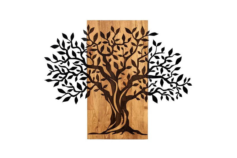 Tree Wooden Wall Accessory Vægdekor, Sort/Valnød