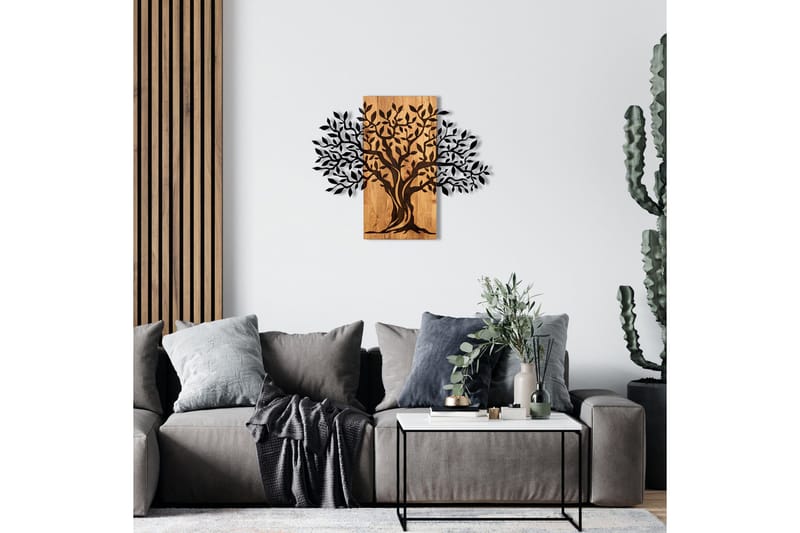 Tree Wooden Wall Accessory Vægdekor - Sort/Valnød - Boligtilbehør - Vægdekoration - Skilt - Emaljeskilte