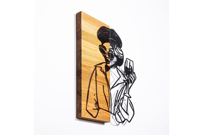 Woman 2 Vægdekor, Sort/Lys Valn ød