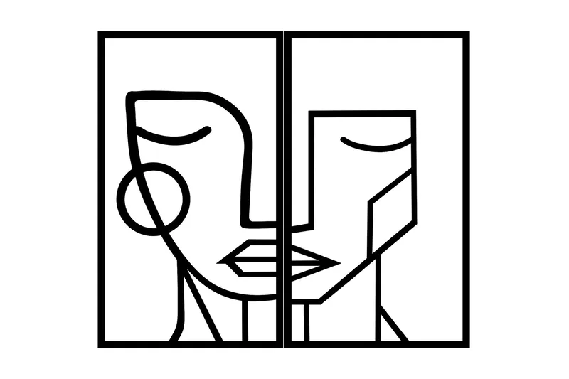 Woman Face Vægdekor, Sort