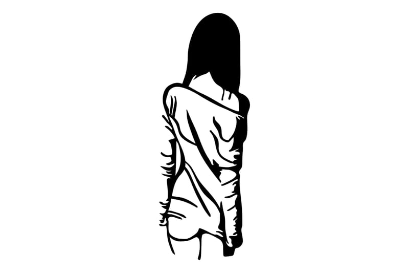 Woman With Loose Dress Vægdekor, Sort