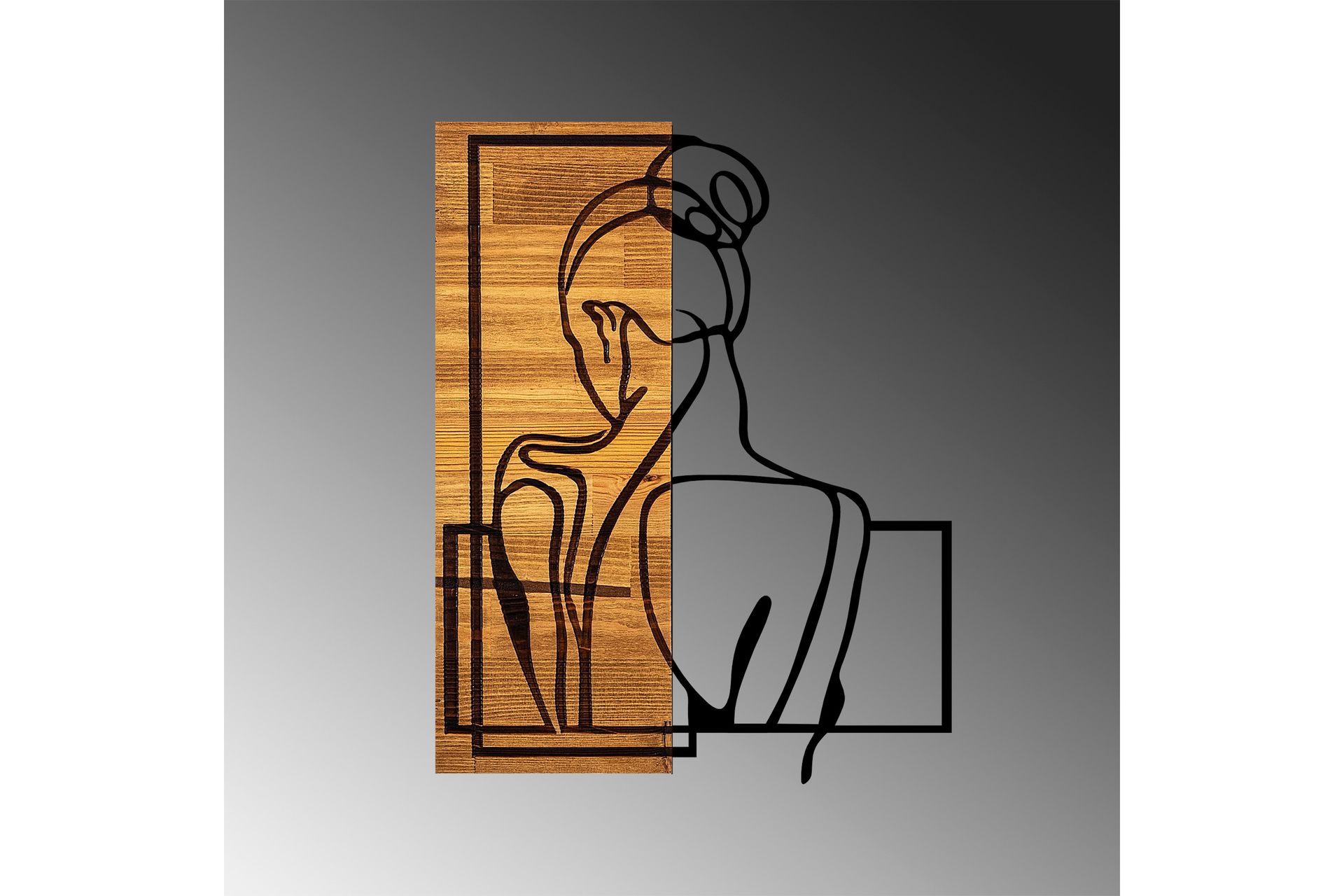 Woman Posture Vægdekor - Sort/Lys Valnød - Boligtilbehør - Vægdekoration - Skilt - Emaljeskilte