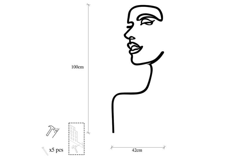 Woman Profile Vægdekor - Sort - Boligtilbehør - Vægdekoration - Skilt - Emaljeskilte