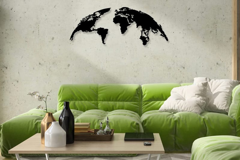 World Map Medium Vægdekor, Sort