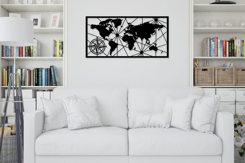 World Map Medium Vægdekor, Sort