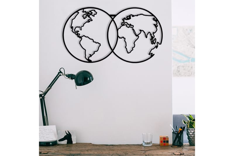 World Map Metal Decor 10 Vægdekor - Sort - Boligtilbehør - Vægdekoration - Skilt - Emaljeskilte