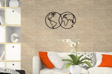 World Map Metal Decor 10 Vægdekor - Sort - Boligtilbehør - Vægdekoration - Skilt - Emaljeskilte