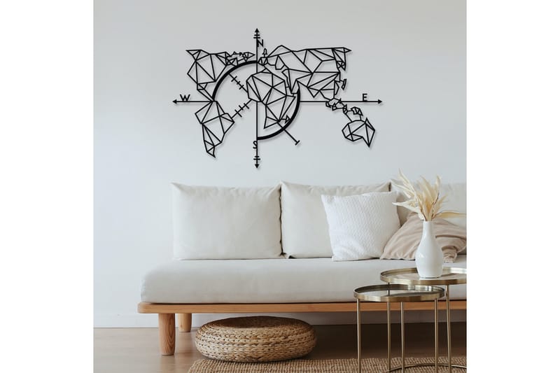 World Map Metal Decor 2 Vægdekor - Sort - Boligtilbehør - Vægdekoration - Skilt - Emaljeskilte