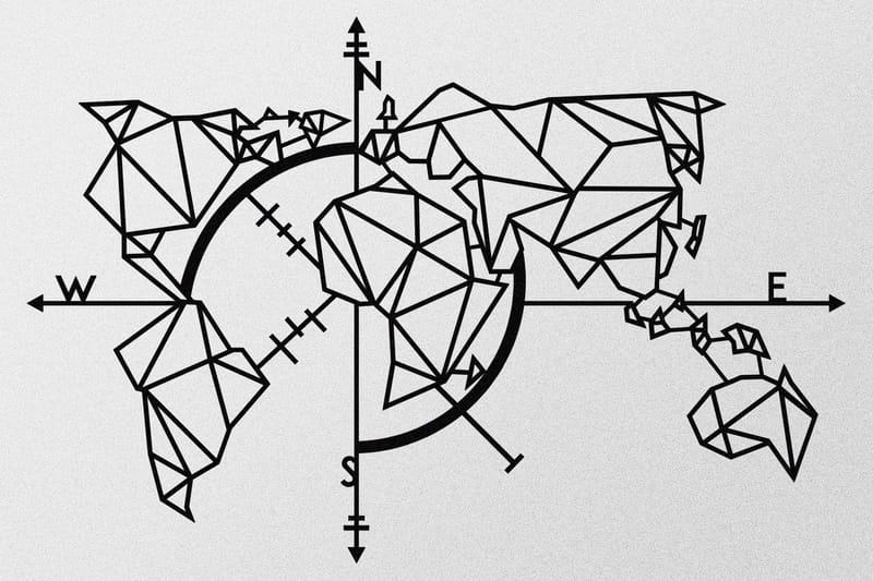 World Map Metal Decor 2 Vægdekor - Sort - Boligtilbehør - Vægdekoration - Skilt - Emaljeskilte